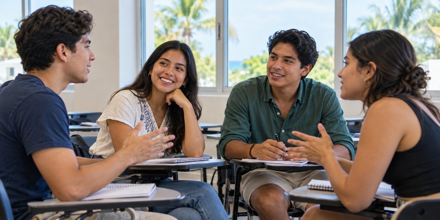 Imagen ilustrativa de estudiantes en una actividad colaborativa